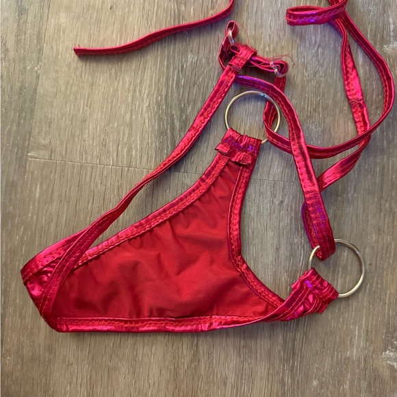 Metallic pink Barbiecore cut out monotonous stripper bodysuit rave fit - Picture 2 of 6